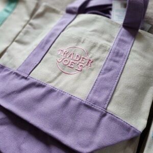Trader Joe's Lavender and Cream Tote Bag